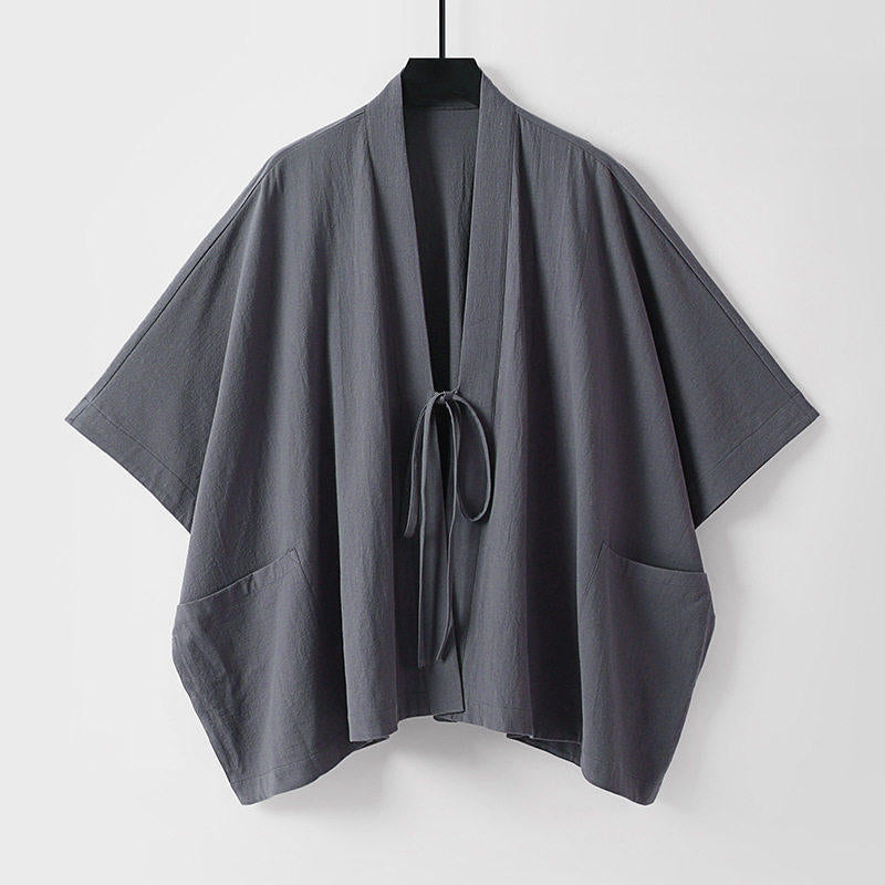 Damen Oversize Kimono-Cardigan mit Bindeband und aufgesetzten Taschen Echoarchiv