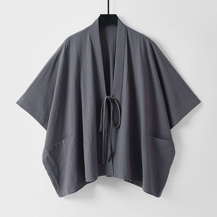 Damen Oversize Kimono-Cardigan mit Bindeband und aufgesetzten Taschen Echoarchiv