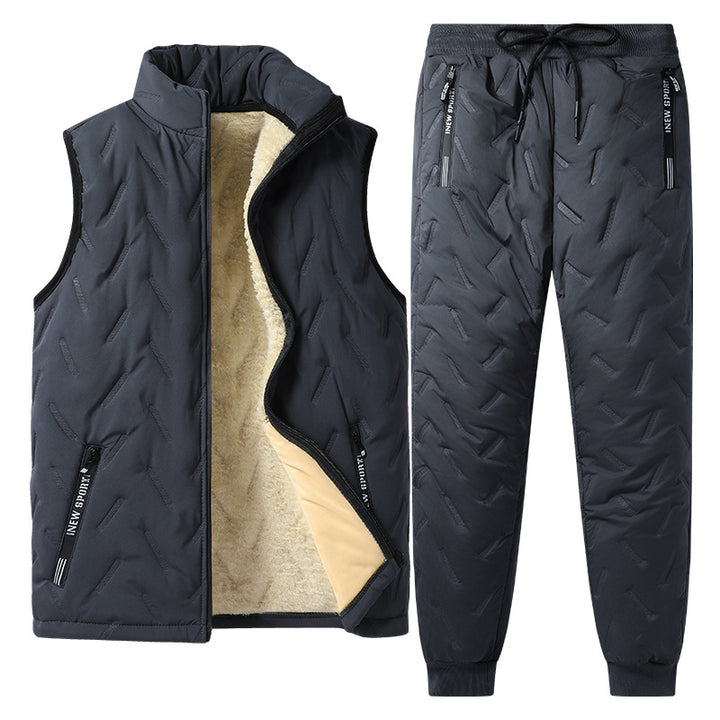 Damen Elegante Fleece-Steppweste mit Warmfutter und Freizeithose