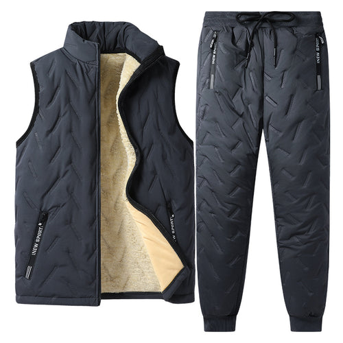 Damen Elegante Fleece-Steppweste mit Warmfutter und Freizeithose
