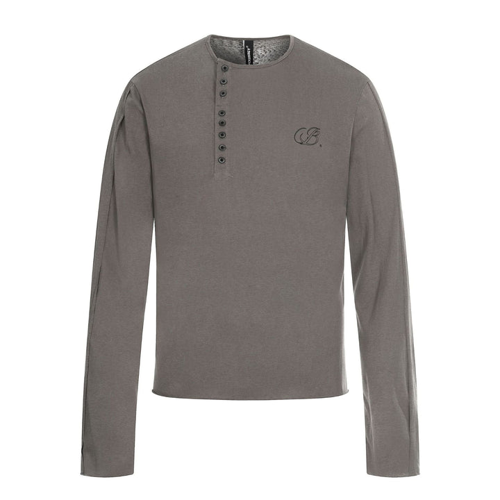 Herren Langarm-Henleyshirt mit asymmetrischer Knopfleiste und leichtem Relaxed Fit Echoarchiv