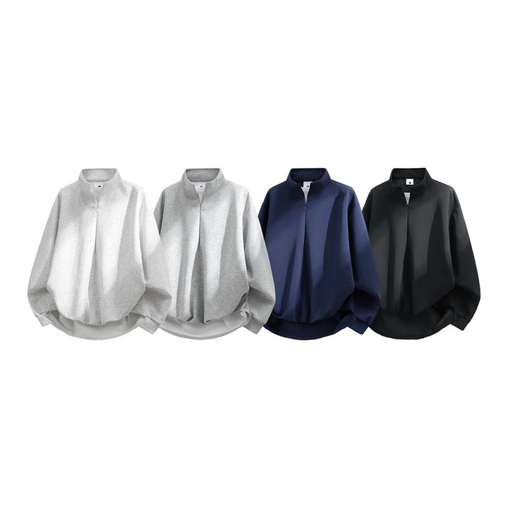 Unisex Oversize-Sweatshirt mit Stehkragen, Halbreißverschluss und ballonförmigem Saum Echoarchiv