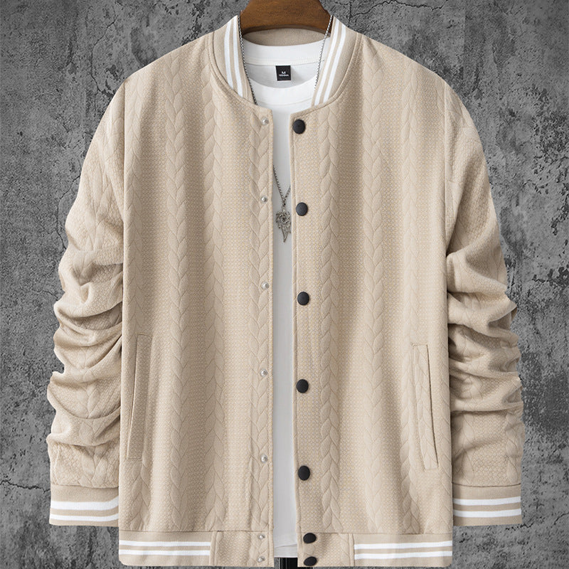 Herren stylische Bomberjacke mit strukturiertem Strickmuster und sportlichen Akzenten Echoarchiv