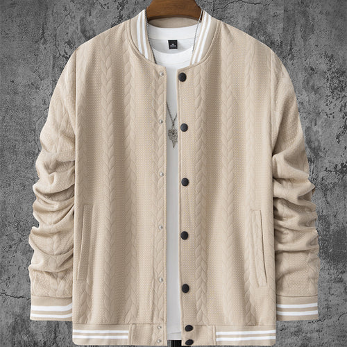 Herren stylische Bomberjacke mit strukturiertem Strickmuster und sportlichen Akzenten Echoarchiv