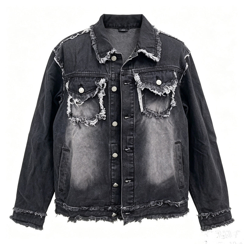 Herren Modische Jeansjacke mit Fransen Echoarchiv
