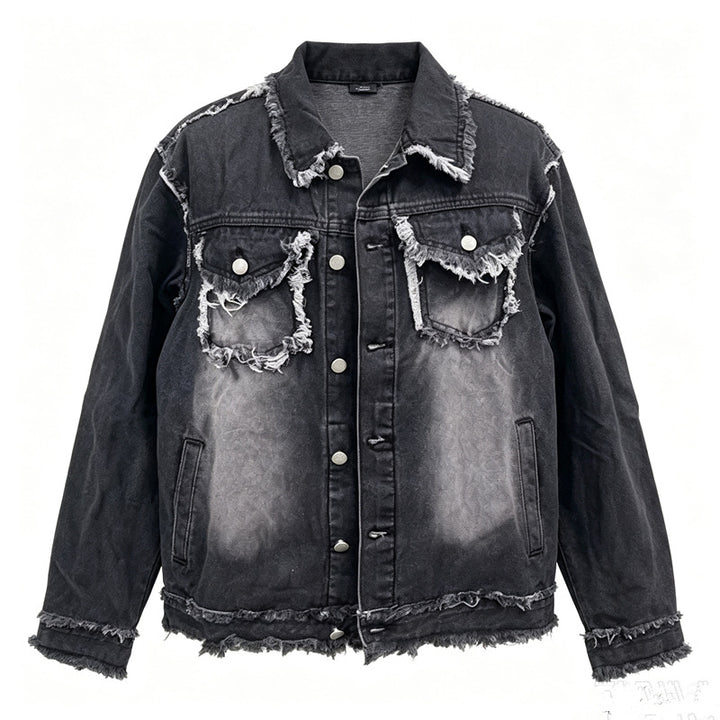 Herren Modische Jeansjacke mit Fransen Echoarchiv