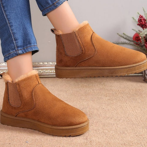 Damen Gefütterte Chelsea-Stiefelette aus Wildlederoptik mit elastischem Einsatz und Profilsohle – Varelle