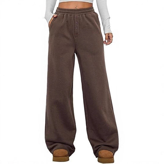 Damen Hochtaillierte Fleece-Loungehose mit weitem Bein Echo Archiv