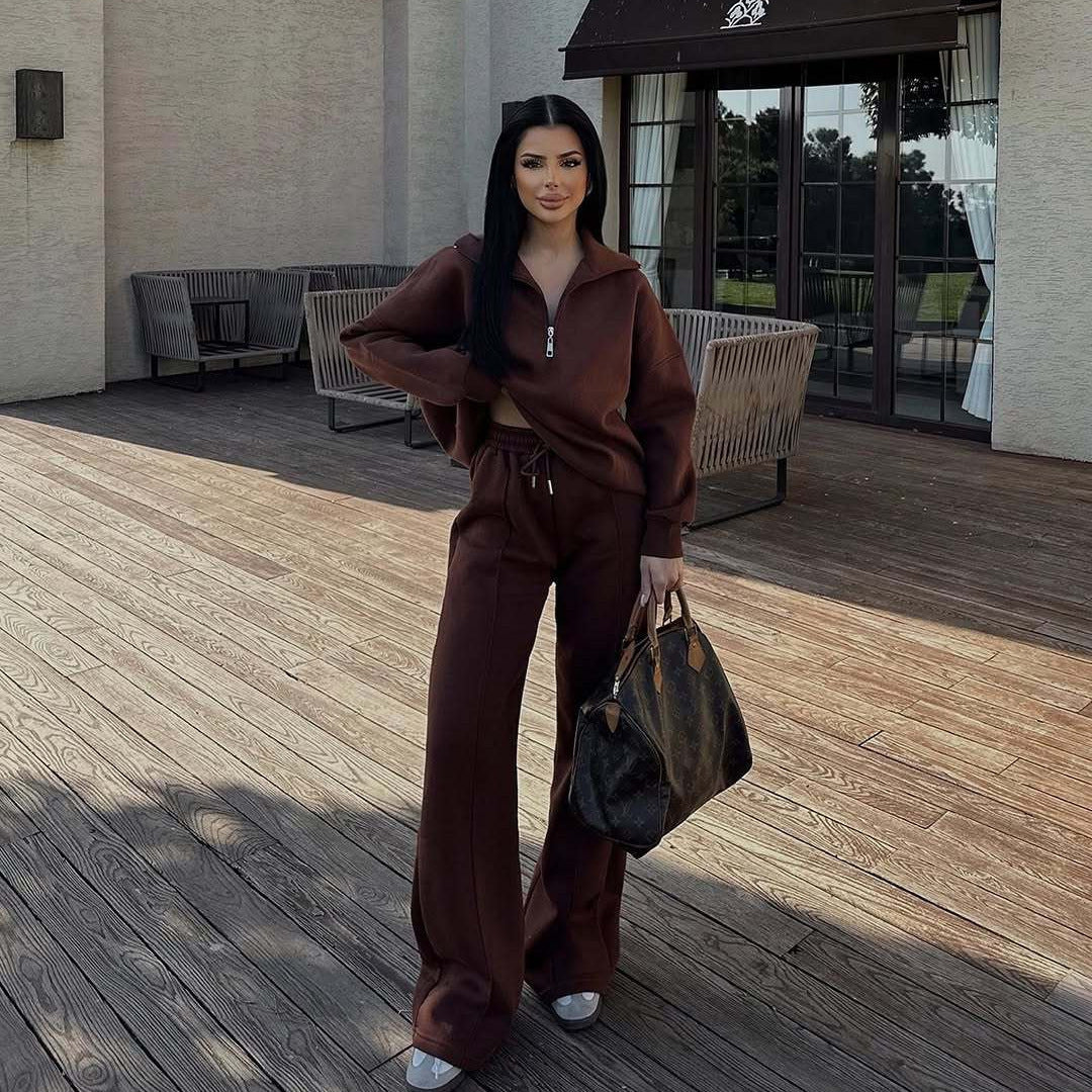Damen nan Oversize Sweatshirt mit Halbzip und weiten Jogginghose Set Echo Archiv