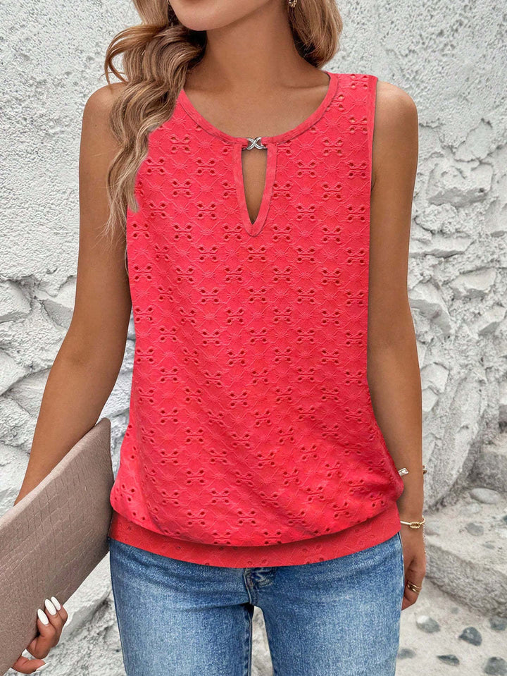 Damen luftiges Tanktop mit dekorativem Ausschnitt und feiner Struktur Echo Archiv