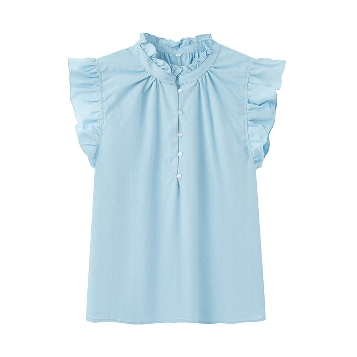 Damenbluse mit Rüschendetails und Knopfleiste Echoarchiv