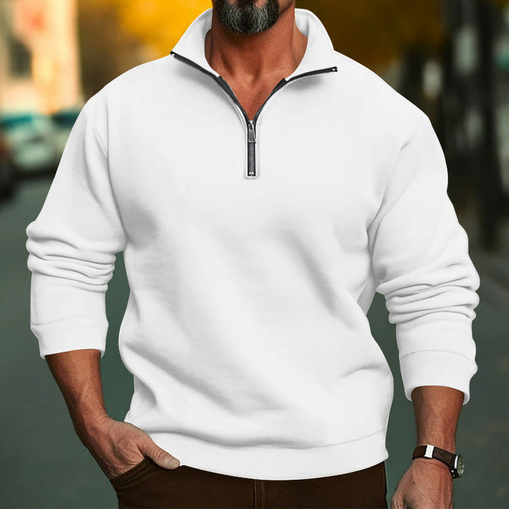 Herren Sweatshirt mit halblangem Reißverschluss und weichem Innenfutter – Marzano