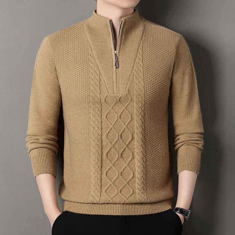 Herren Strickpullover mit hochabschließendem Kragen und durchgehendem Reißverschluss Echoarchiv