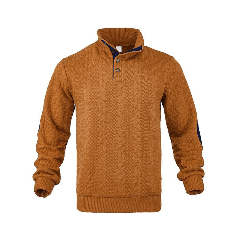 Herren Strickpullover mit hohem Kragen und modischem Zopfdesign Echoarchiv