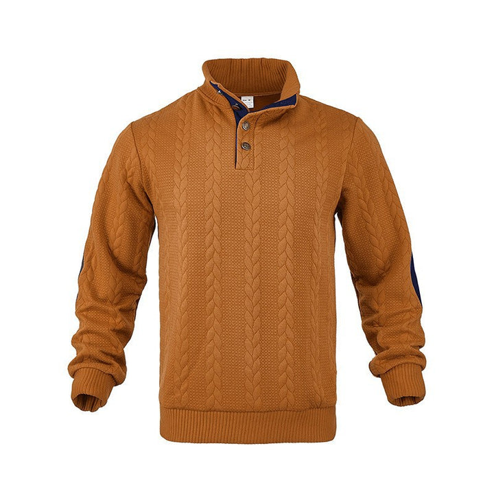 Herren Strickpullover mit hohem Kragen und modischem Zopfdesign Echoarchiv