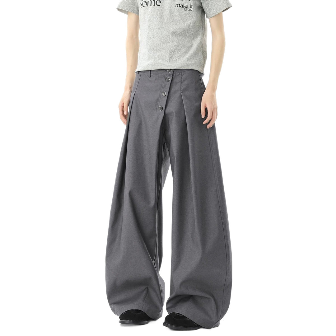 Damen Modische Weitgeschnittene Hose mit Knopfdetails Echoarchiv