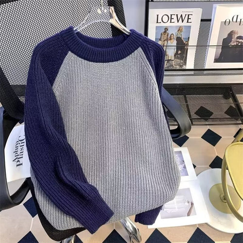 Herren modischer Raglan-Pullover mit strukturiertem Muster Echoarchiv