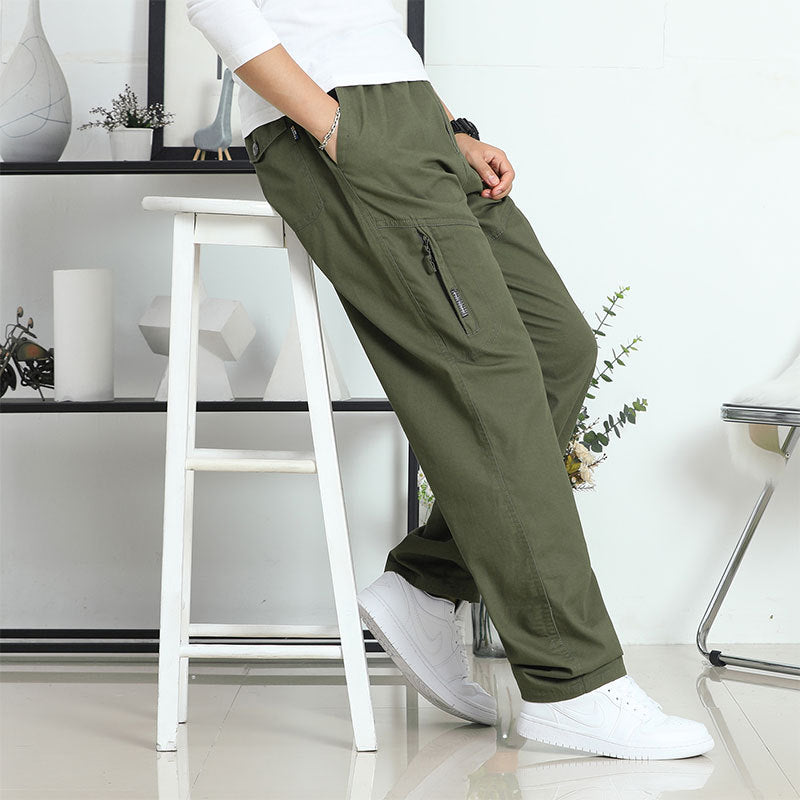 Herren Weite Cargohose im Utility‑Stil mit seitlicher Reißverschlusstasche und ergonomischen Nähten Echo Archiv