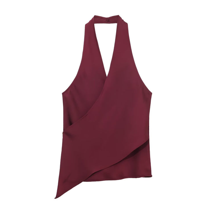 Damen elegantes Haltertop mit asymmetrischem Schnitt und schimmerndem Satinfinish Echo Archiv