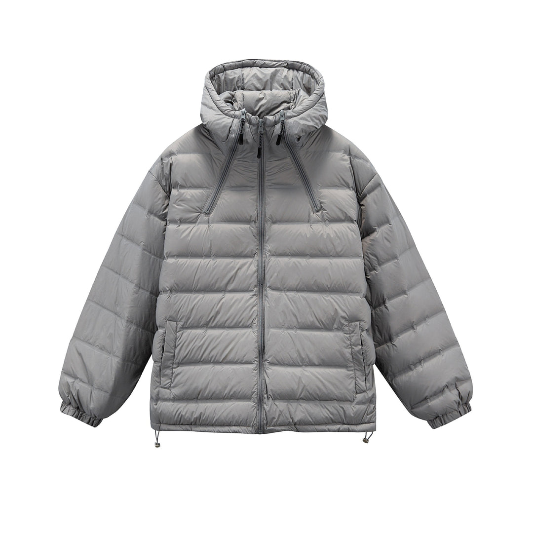 Herren Boxy-Pufferjacke mit hoher Stehkapuze, doppeltem Frontreißverschluss und Tunnelzug Echoarchiv