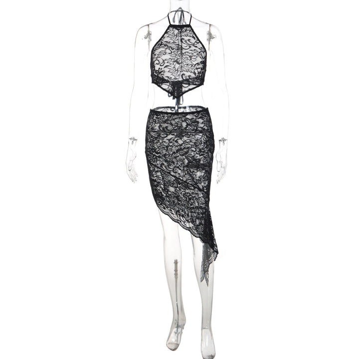 Damen Spitzenkleid mit asymmetrischem Saum und Halterdesign Echo Archiv