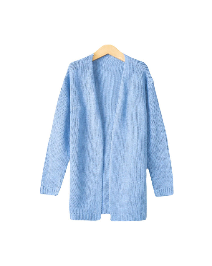 Damen Longline Strickcardigan ohne Verschluss mit offener Front und feiner Rippkante Echo Archiv