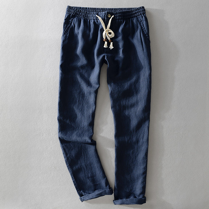 Damen Leinenhose mit elastischem Bund, Tunnelzug und geradem Bein Echoarchiv