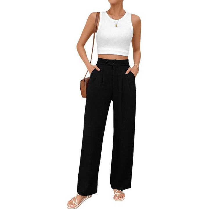 Damen Elegante Stoffhose mit hoher Taille und seitlichen Taschen Echo Archiv