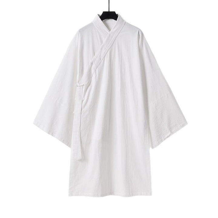 Unisex Oversize-Kimono-Mantel aus Baumwollmix mit weitem Schnitt und Bindegürtel Echoarchiv