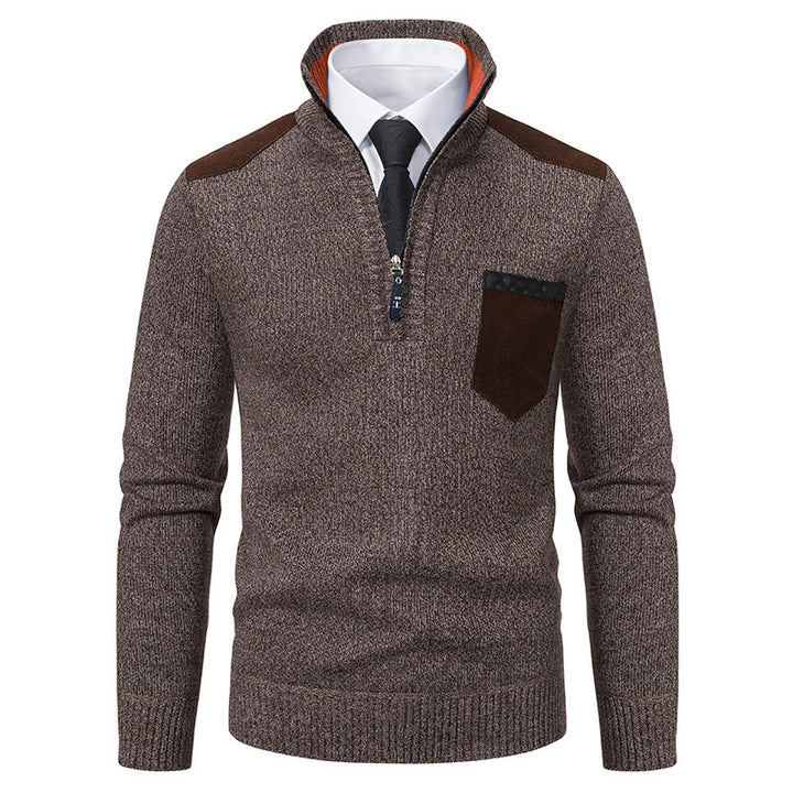 Herren lässiger Pullover mit halbem Reißverschluss und modernem Kragen Echoarchiv