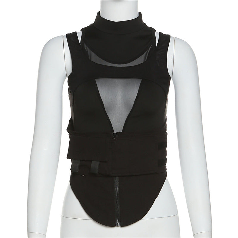 Damen Sportliches Tanktop mit innovativem hochgeschlossenem Design und verstellbaren Riemen Echo Archiv