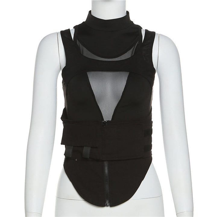 Damen Sportliches Tanktop mit innovativem hochgeschlossenem Design und verstellbaren Riemen Echo Archiv