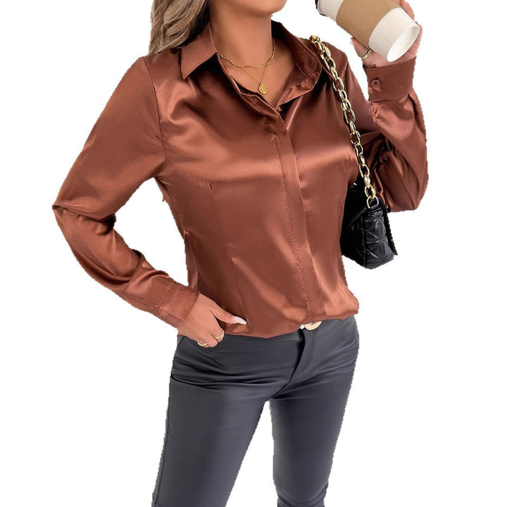 Damen Satin-Bluse mit klassischem Kragen Echoarchiv