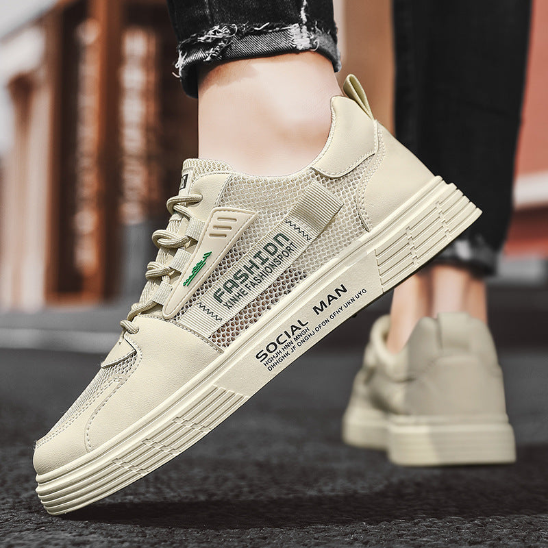 Herren Lässige Plateau-Sneaker mit atmungsaktivem Mesh- und Kunstleder-Mix Echoarchiv