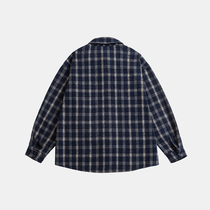 Unisex Oversize Karo-Hemdjacke im Boxy-Cut mit aufgesetzter Brusttasche und Soft-Flanell Echoarchiv