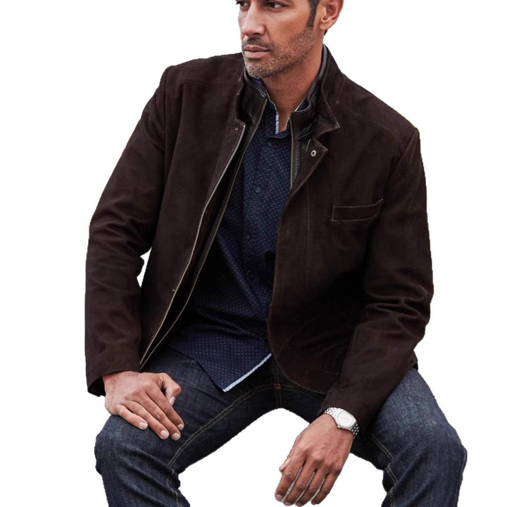 Herren Wildlederjacke mit modernem Schnitt und praktischen Taschen Echoarchiv