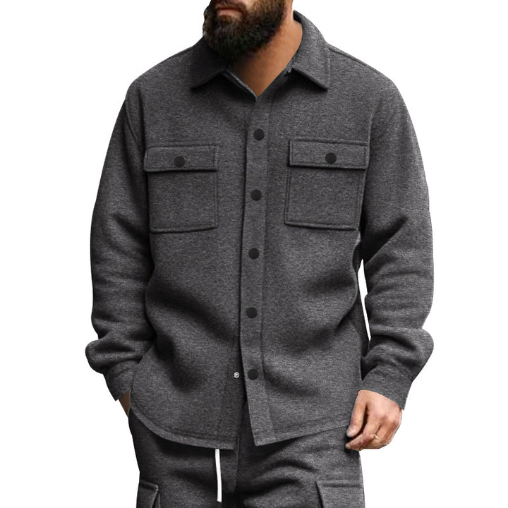 Herren nan robuste Wollfleece-Überhemdjacke mit aufgesetzten Brusttaschen und Druckknopfleiste Echo Archiv