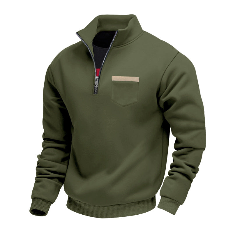 Herren nan Sweatshirt mit halbem Reißverschluss Stehkragen und Brusttasche Echo Archiv