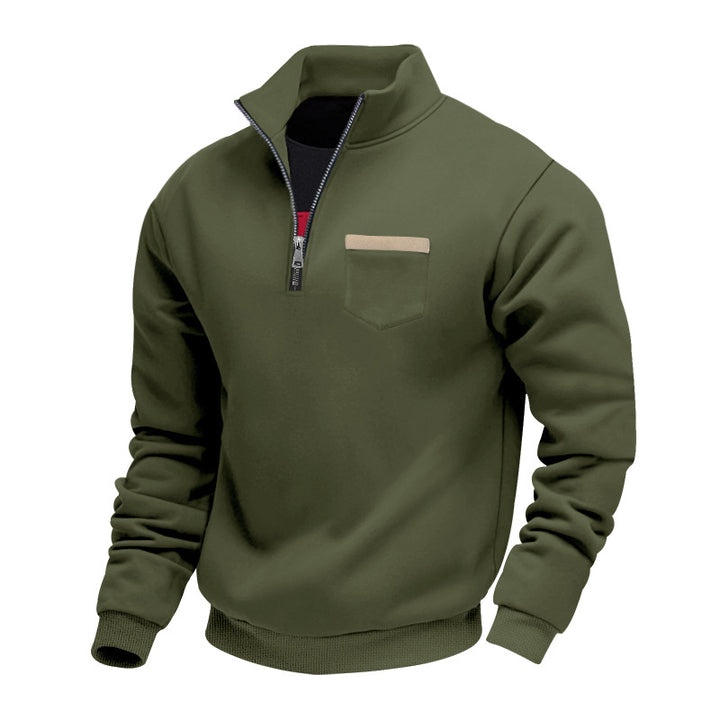 Herren nan Sweatshirt mit halbem Reißverschluss Stehkragen und Brusttasche Echo Archiv