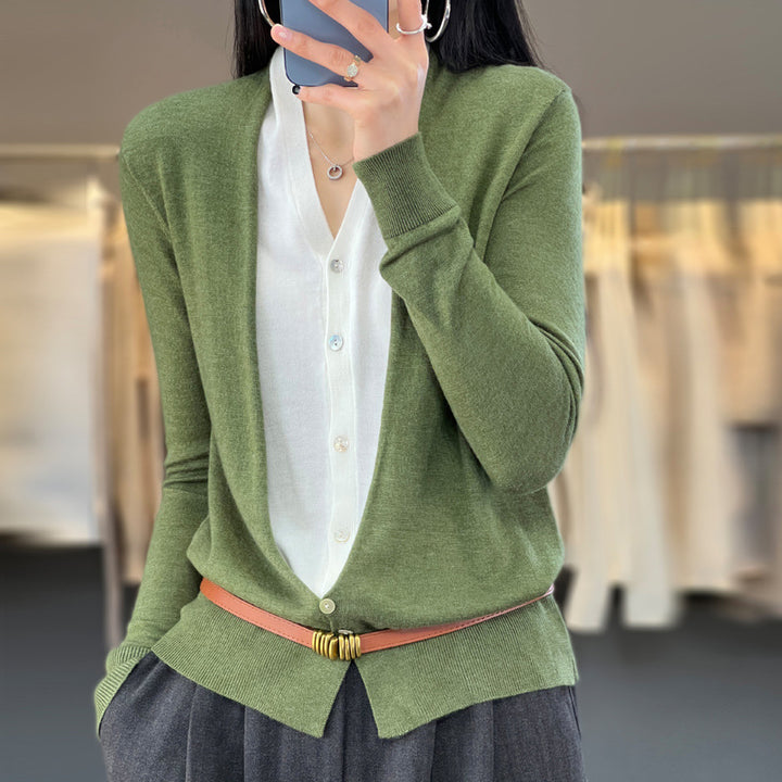 Damen Leichter Offener Feinstrick-Cardigan mit asymmetrischer Zipfelkante und taillierter Silhouette Echoarchiv