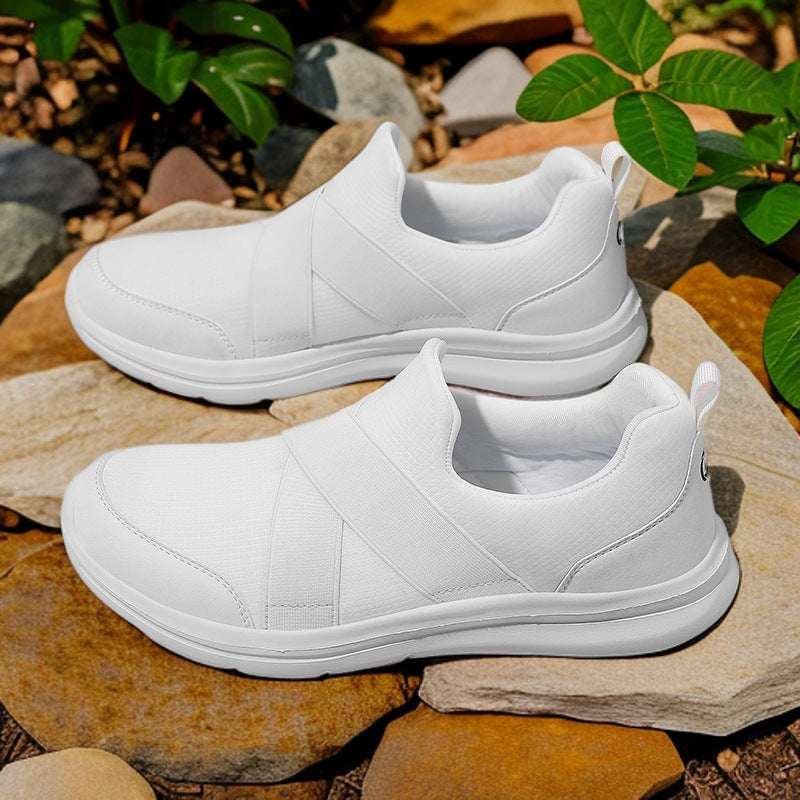 Damen nan elastischer Slip-On Komfort-Sneaker mit atmungsaktivem Strickoberteil, gekreuzten Stretchriemen und dämpfender EVA-Sohle Echo Archiv