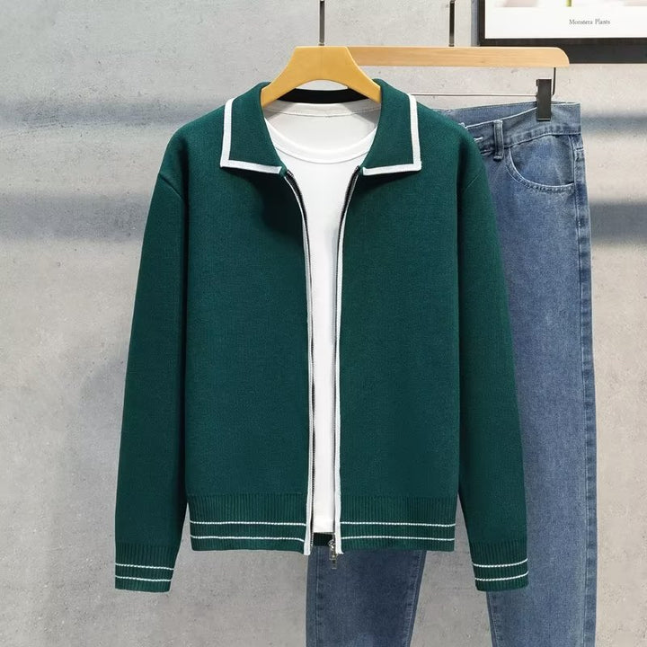 Damen Modische Strickjacke mit Reißverschluss und Kontrastdetails Echoarchiv