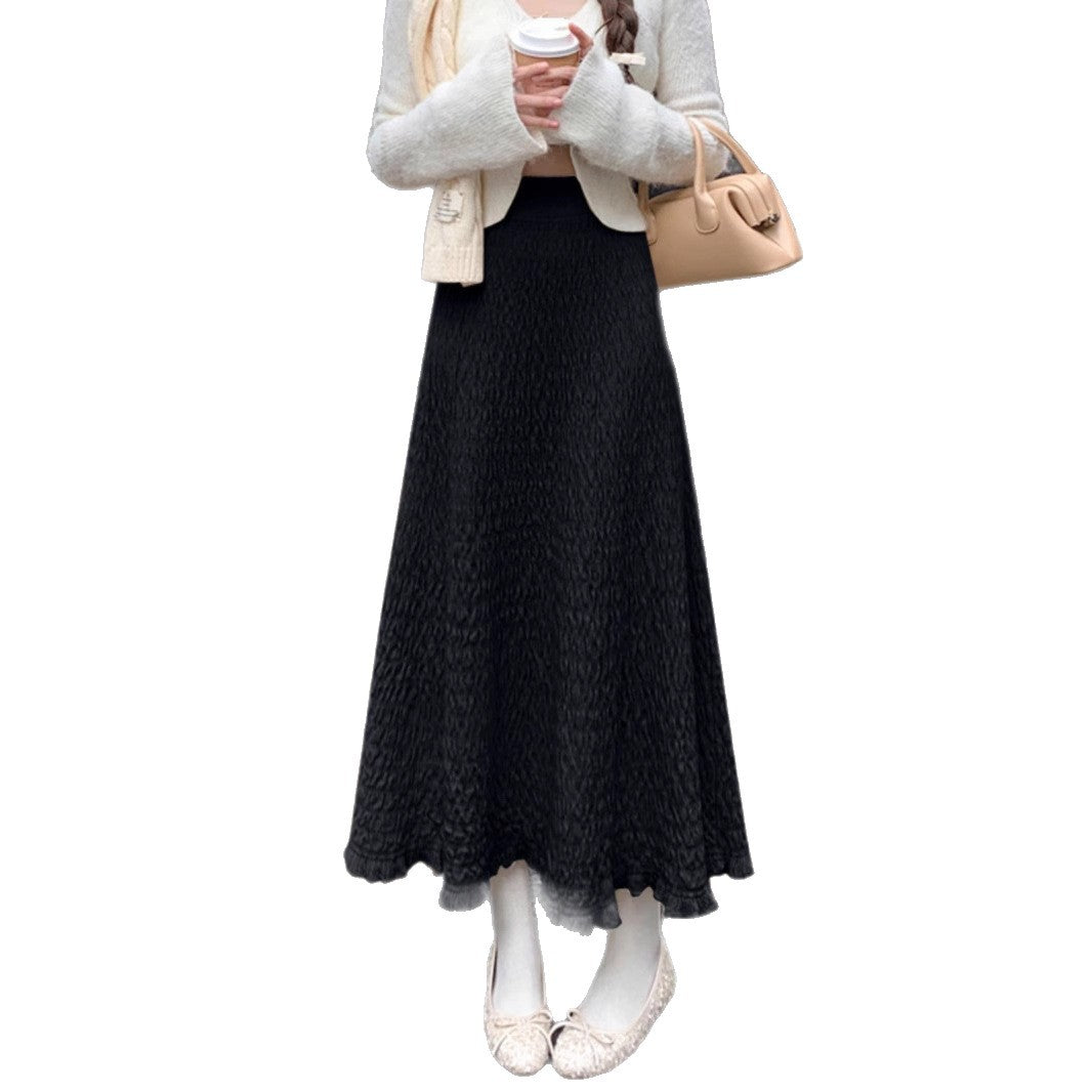 Damen Eleganter Maxirock mit strukturiertem Wellenmuster Echo Archiv