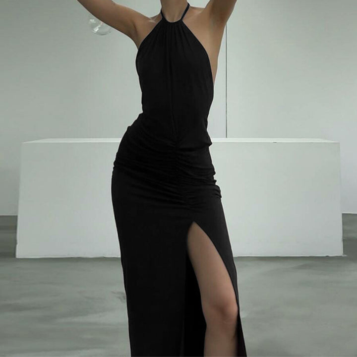 Damen Elegantes Wickelkleid mit schmalem Halterneck und raffinierten Rüschendetails Echo Archiv