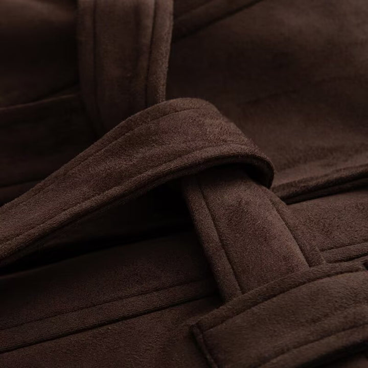 Damen Kurzmantel im Kimono-Style aus Veloursoptik mit weitem Schalkragen und Taillengürtel Echo Archiv