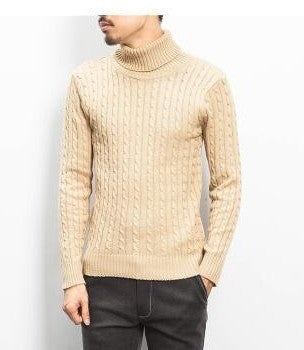 Herren Strickpullover mit hohem Kragen und Zopfmuster Echoarchiv