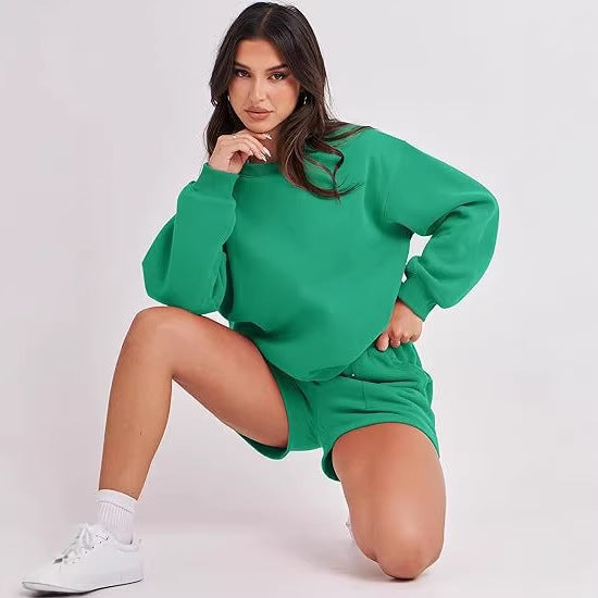 Damen Lässiges Sweatset mit Oversize‑Sweatshirt und hochgeschnittenen Shorts Echo Archiv
