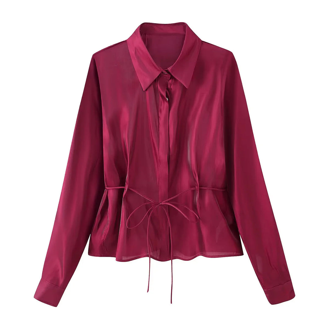 Damen nan taillierte Hemdbluse mit Schößchen, Hemdkragen und Manschetten Echo Archiv