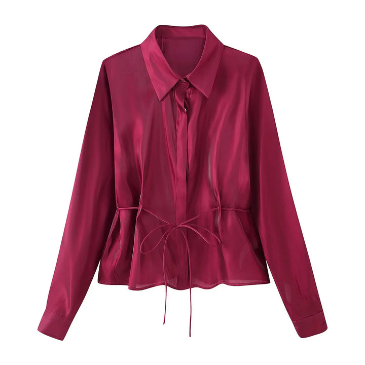 Damen nan taillierte Hemdbluse mit Schößchen, Hemdkragen und Manschetten Echo Archiv