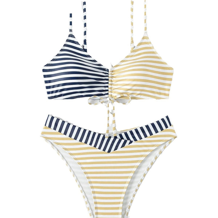 Damen Triangel-Bikini mit raffiniertem Knoten und modischem Streifenmuster Echo Archiv